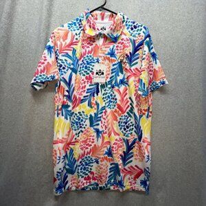 Gashouse Golf Polo Shirt M Mens Stretch Wicking Pineapple Illusion $50 Gorilla